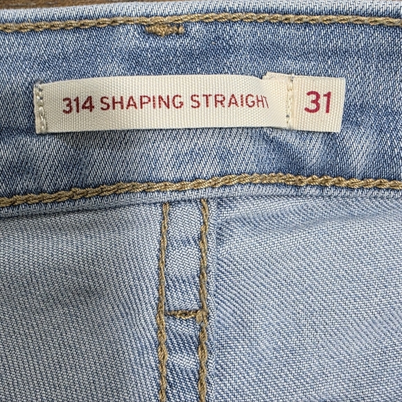 Levi's 314 Shaping Straight Jeans 31x30 Light Wash Stretch Mid Rise Tummy Contro - Picture 6 of 10